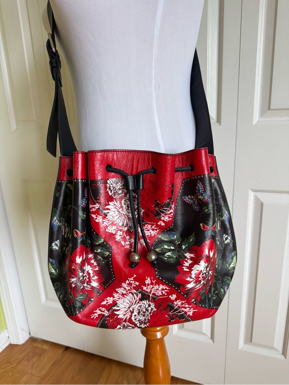 ALEXANDER MCQUEEN Multicolor Floral Leather Crossbody Bag Mint
